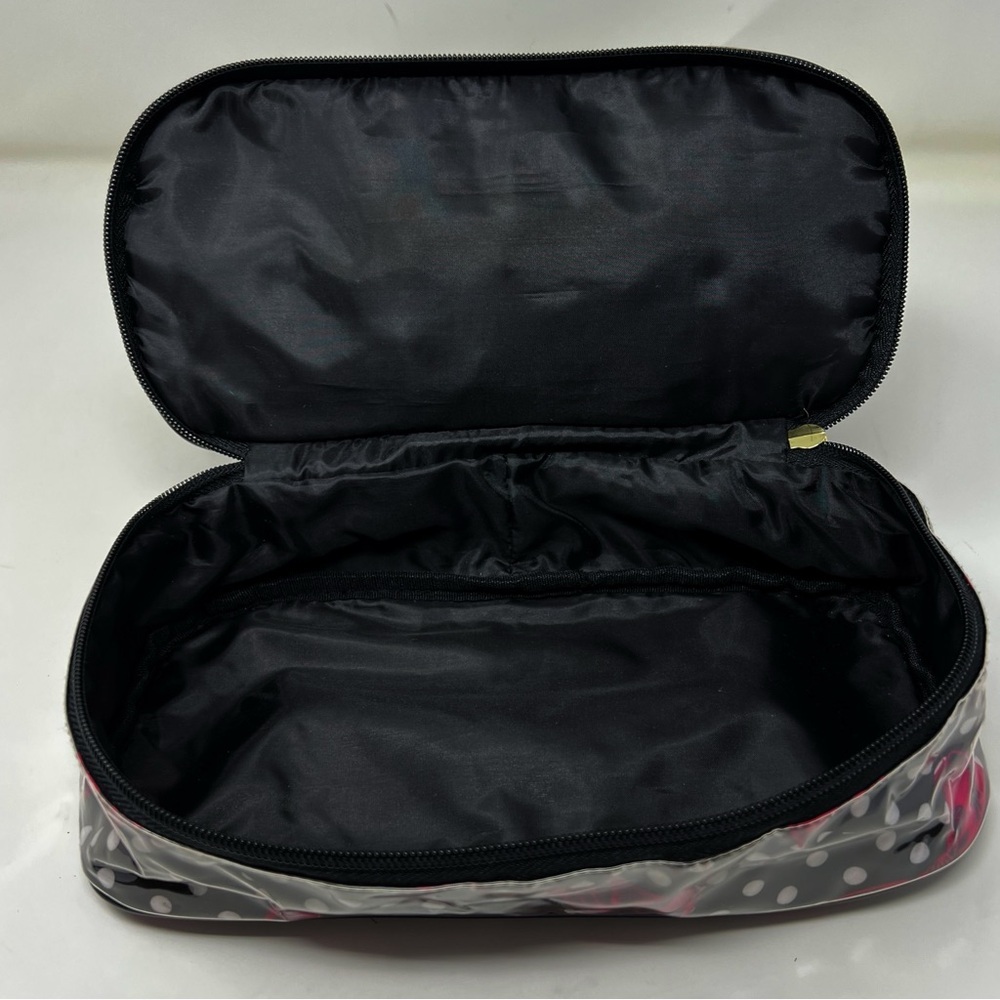 Betsey Johnson Gray and Pink Polka Dot Cosmetic Bag - Picture 7 of 12